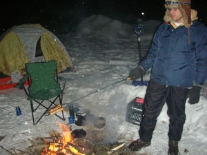 brats on the campfire