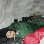 sleeping in the snowcave