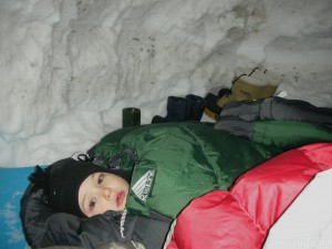 sleeping in the snowcave